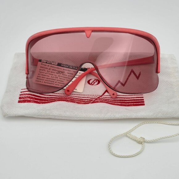 Brevettato Baruffaldi Pink Frame Pink Anti Fog Shield Wrap Sunglasses w/ Case
